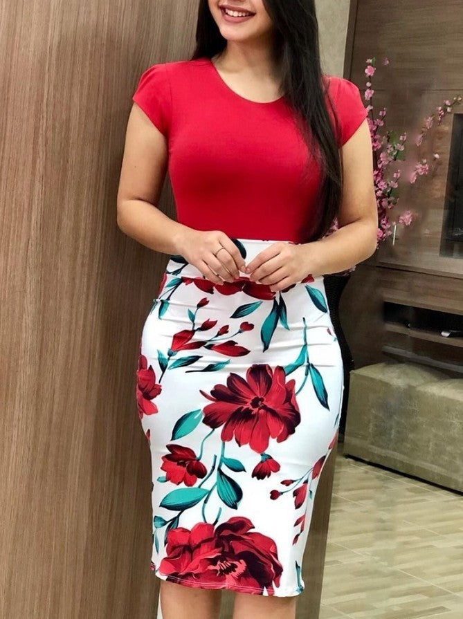 Women's Printed Midi Pencil Dress
