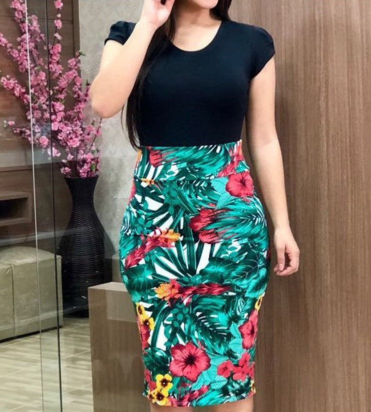 Women's Printed Midi Pencil Dress