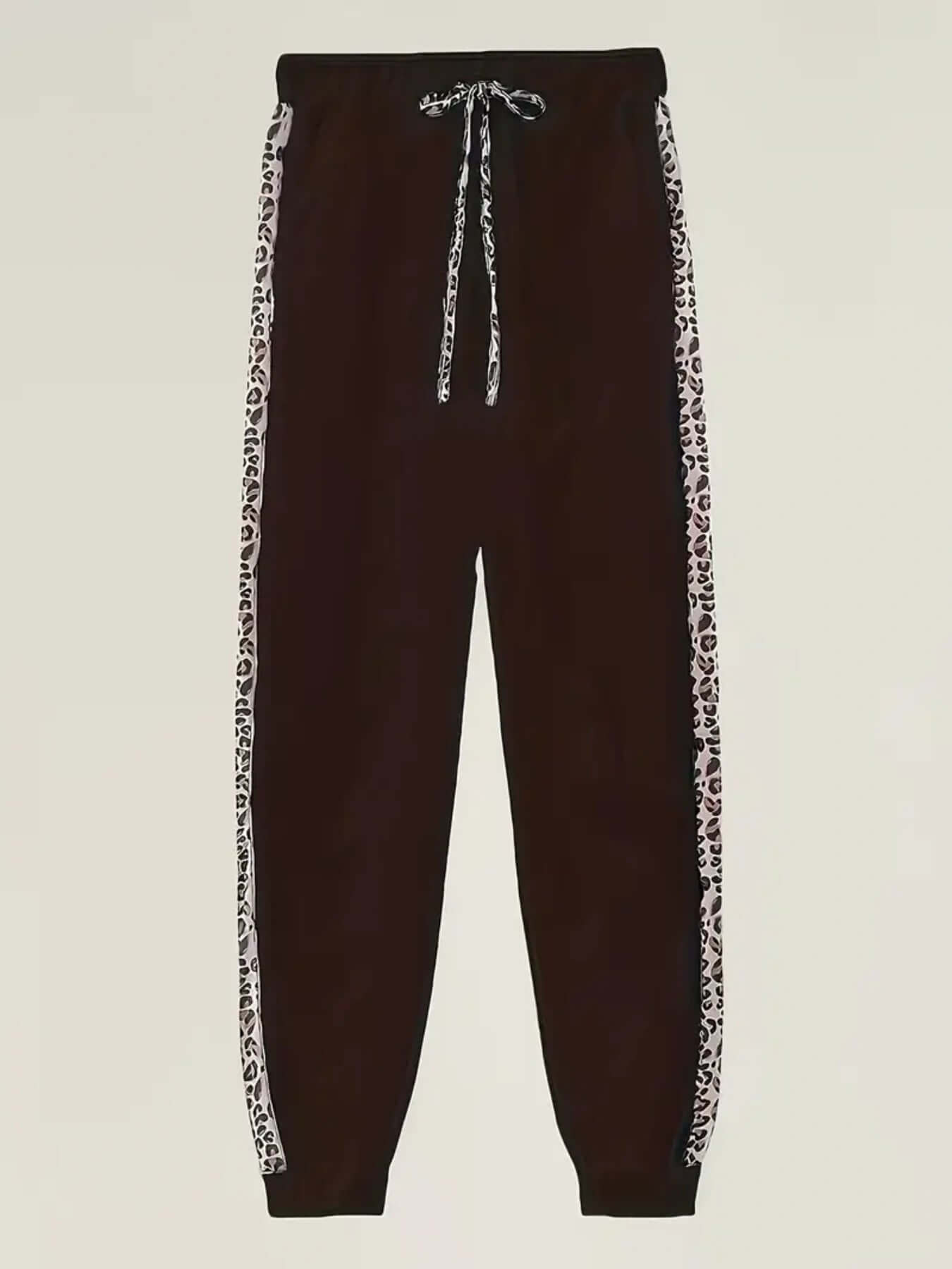 2 Pieces Of Women's Casual Leopard Print Jacket And Sports Pants Set 