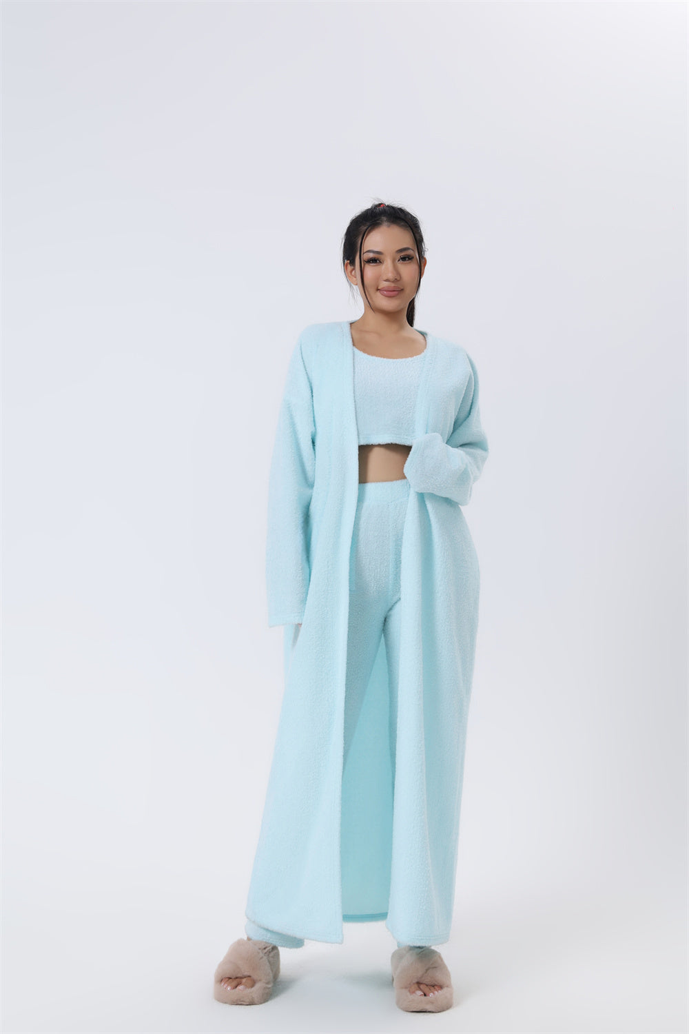 Women's 3 Piece Cozy Pajama Set - Winter Loungewear Matching Set