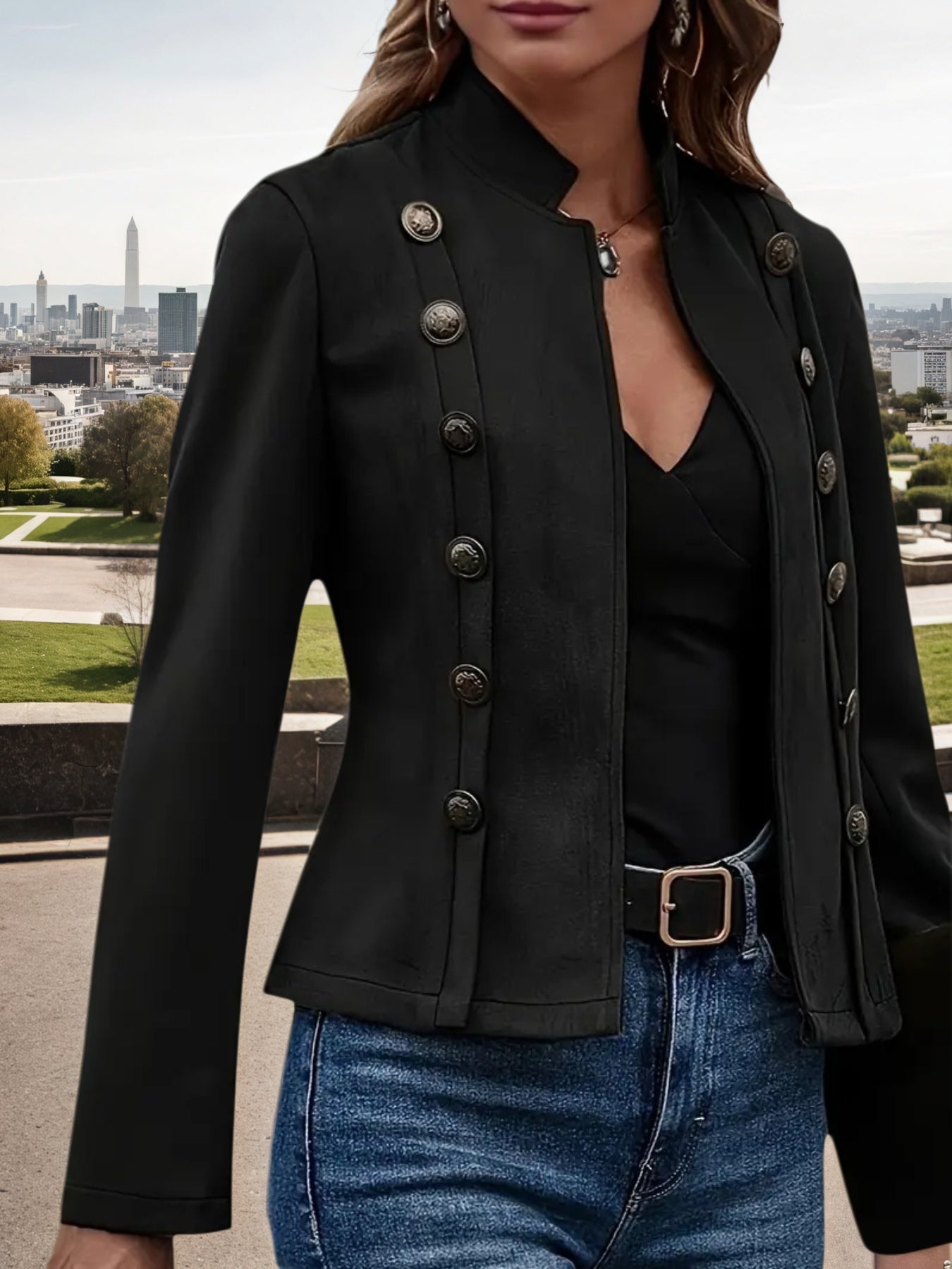Women's Double Breasted Jacket - Casual Spring Autumn Blazer