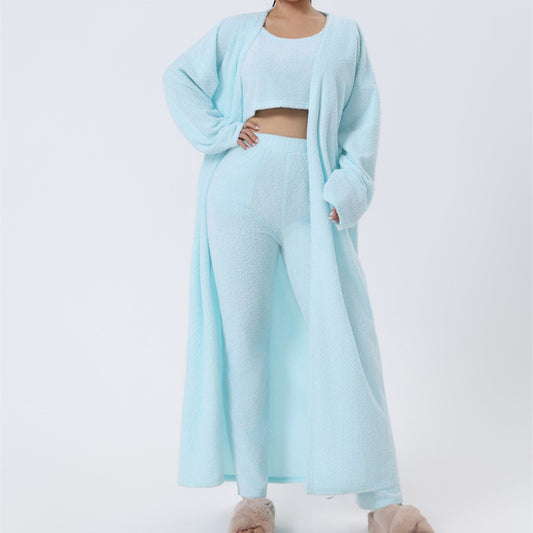 Women's 3 Piece Cozy Pajama Set - Winter Loungewear Matching Set