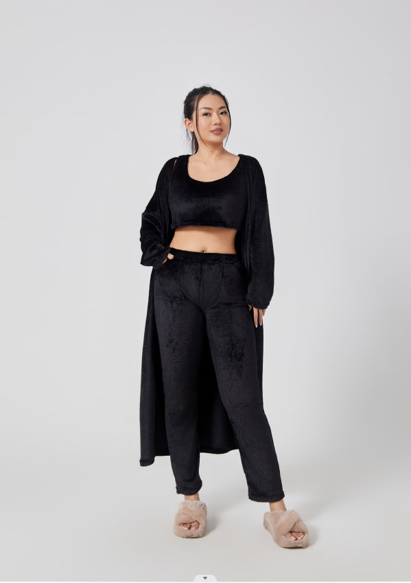 Women's 3 Piece Cozy Pajama Set - Winter Loungewear Matching Set