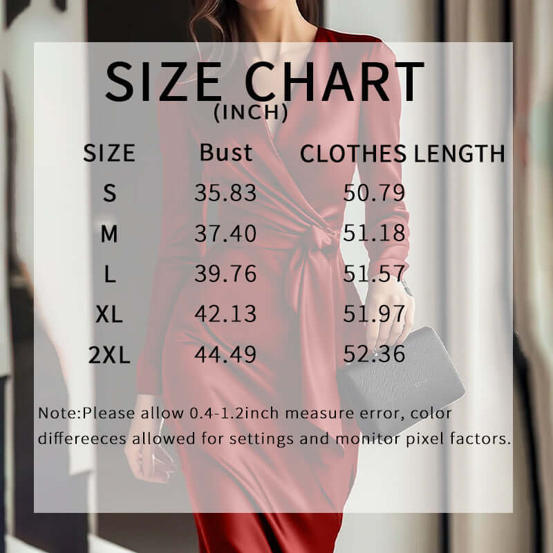 Women's Burgundy Satin Midi Dress Elegant V-Neck 