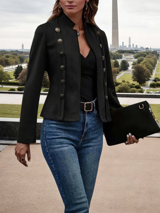  Women's Double Breasted Jacket - Casual Spring Autumn Blazer