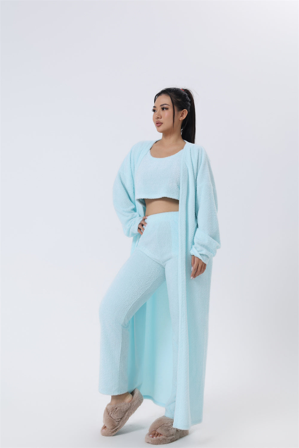 Women's 3 Piece Cozy Pajama Set - Winter Loungewear Matching Set