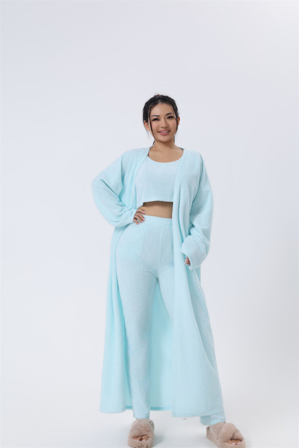 Women's 3 Piece Cozy Pajama Set - Winter Loungewear Matching Set