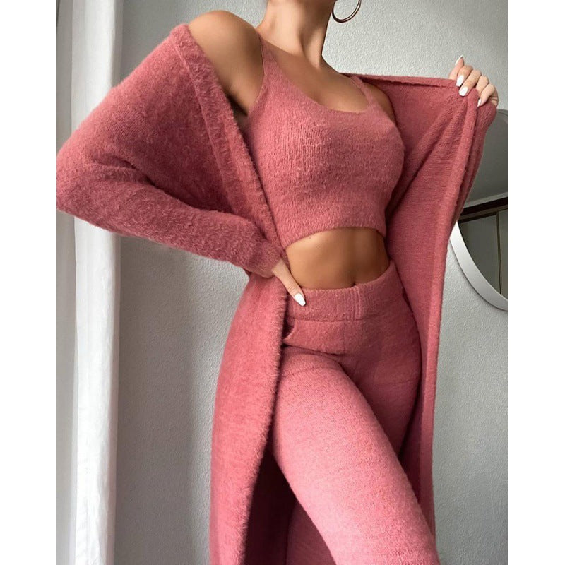 Women's 3 Piece Cozy Pajama Set - Winter Loungewear Matching Set