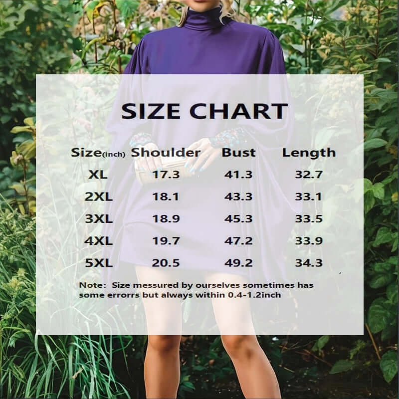Plus Size Women's Solid Color High Neck Lantern Sleeve Dress