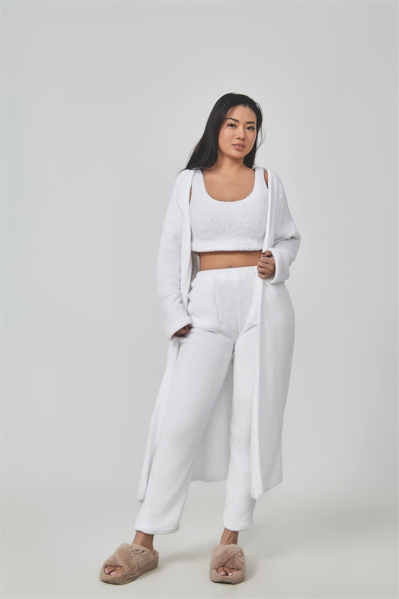 Women's 3 Piece Cozy Pajama Set - Winter Loungewear Matching Set